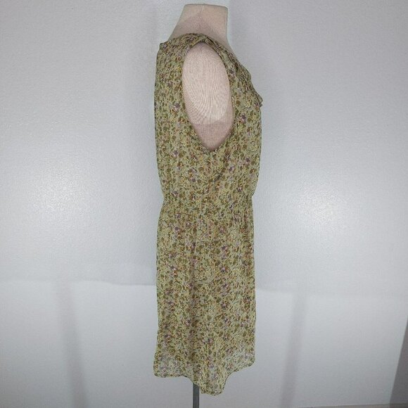Mossimo Supply Co Womens XL Floral Dress Lined Olive Lavender Yellow Ruffle Top - Picture 7 of 14